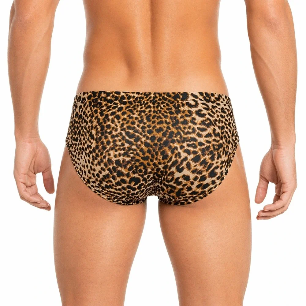 JOCKMAIL Medium (27-30) Mens Leopard Print Low Rise Briefs Brown Cheetah JM394